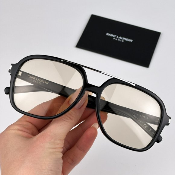 Saint Laurent SL545 001 BRAND NEW Sunglasses Black Light Yellow Pilot Unisex - Picture 1 of 15